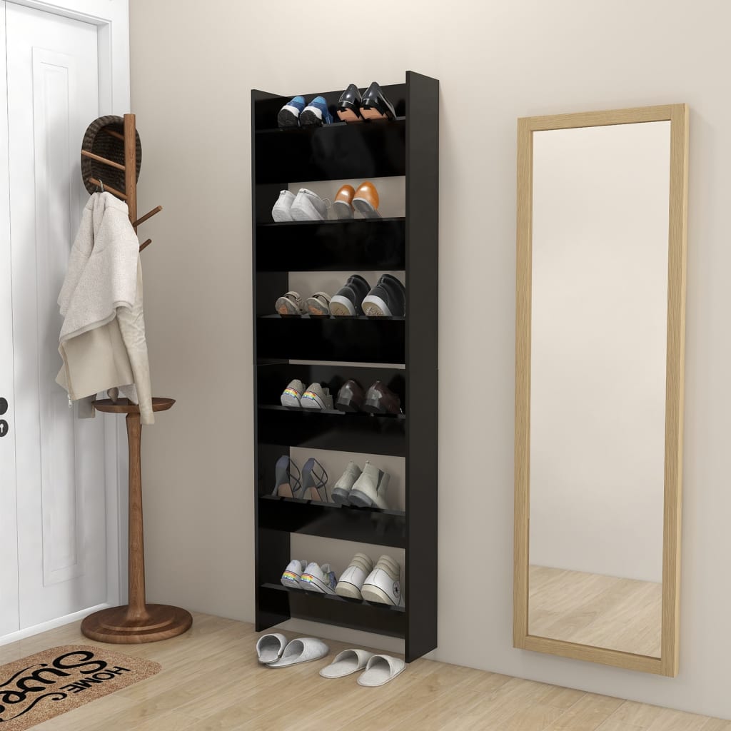 Seinäkenkäkaapit 2 kpl musta 60x18x90 cm lastulevy - Sisustajankoti.fi