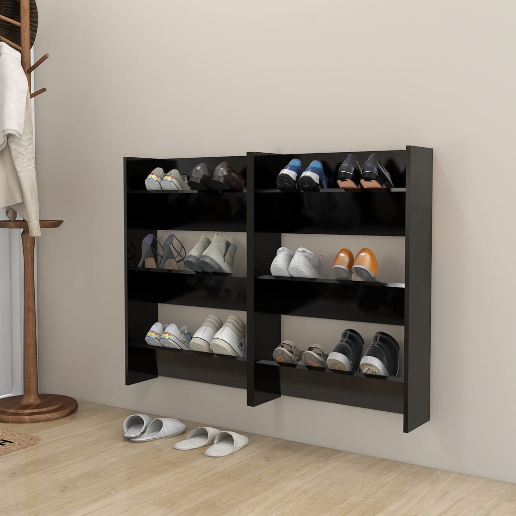 Seinäkenkäkaapit 2 kpl musta 60x18x90 cm lastulevy - Sisustajankoti.fi
