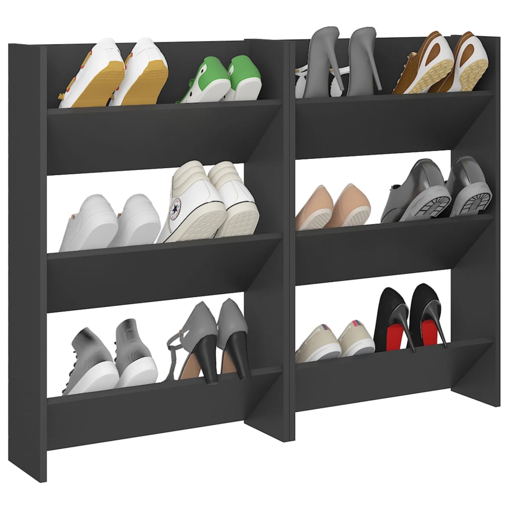 Seinäkenkäkaapit 2 kpl harmaa 60x18x90 cm lastulevy - Sisustajankoti.fi