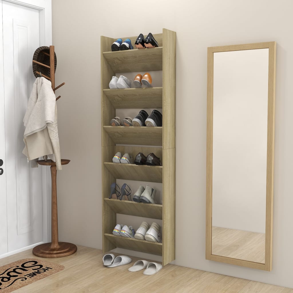 Seinäkenkäkaapit 2 kpl Sonoma-tammi 60x18x90 cm lastulevy - Sisustajankoti.fi
