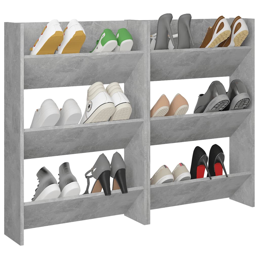 Seinäkenkäkaapit 2 kpl betoninharmaa 60x18x90 cm lastulevy - Sisustajankoti.fi