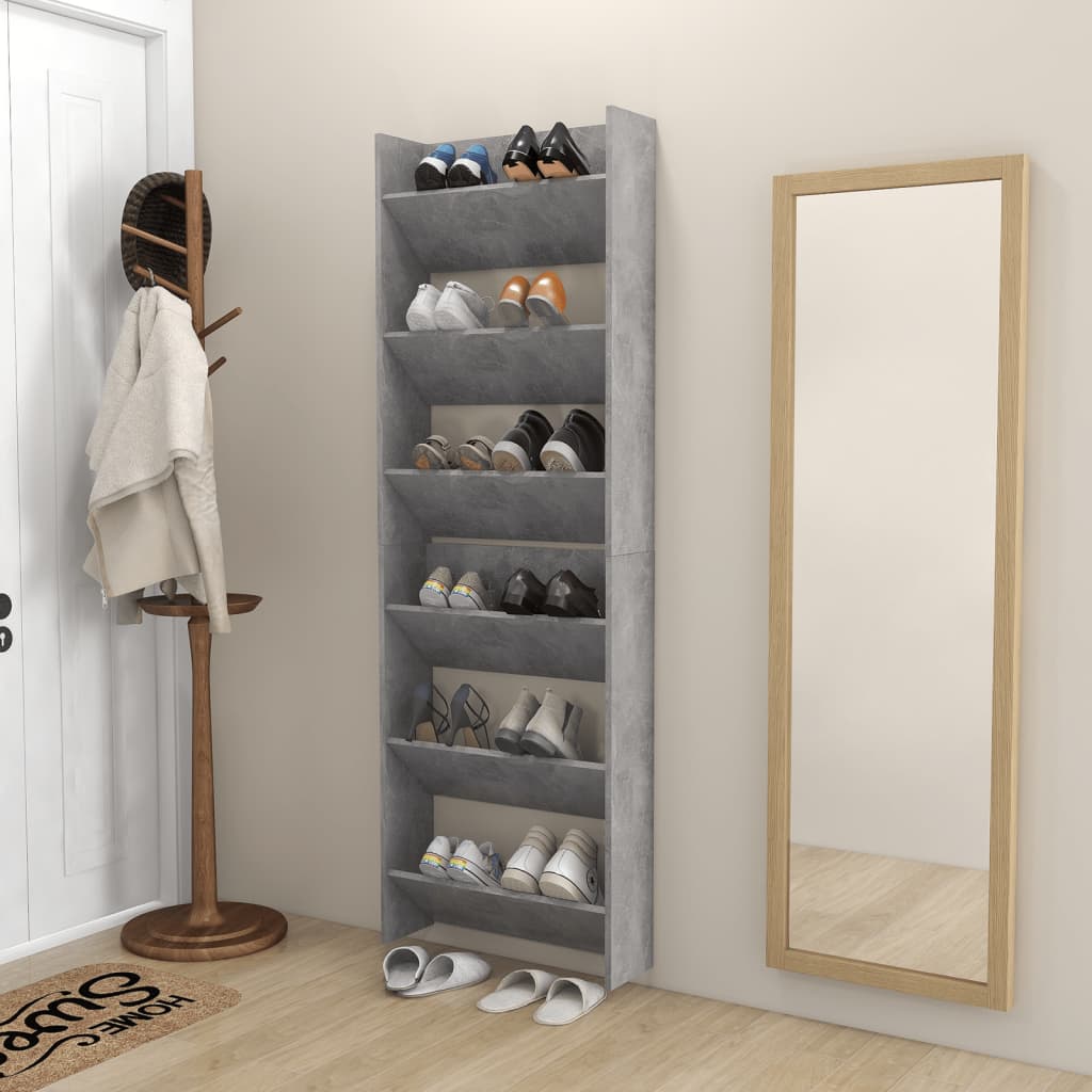 Seinäkenkäkaapit 2 kpl betoninharmaa 60x18x90 cm lastulevy - Sisustajankoti.fi