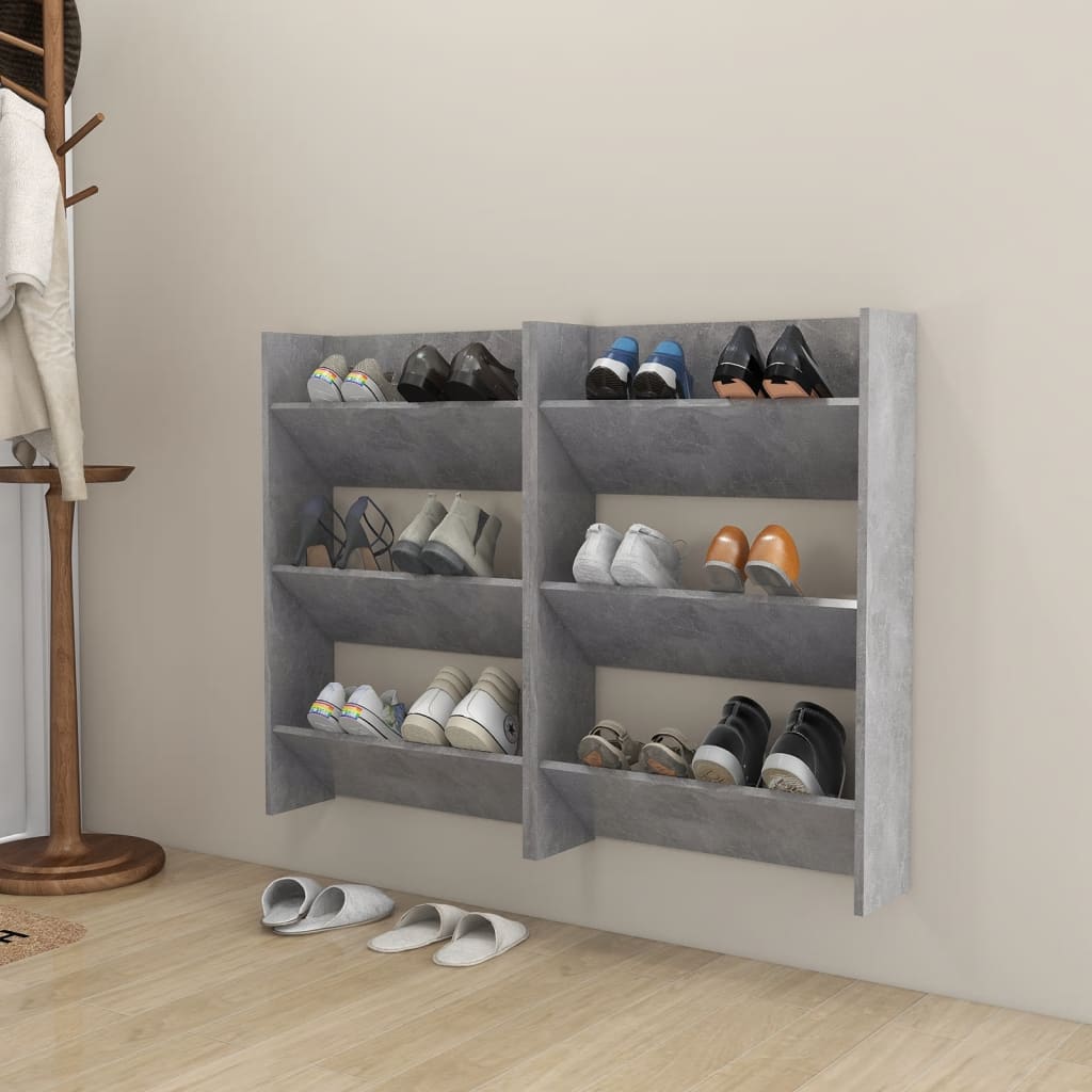 Seinäkenkäkaapit 2 kpl betoninharmaa 60x18x90 cm lastulevy - Sisustajankoti.fi
