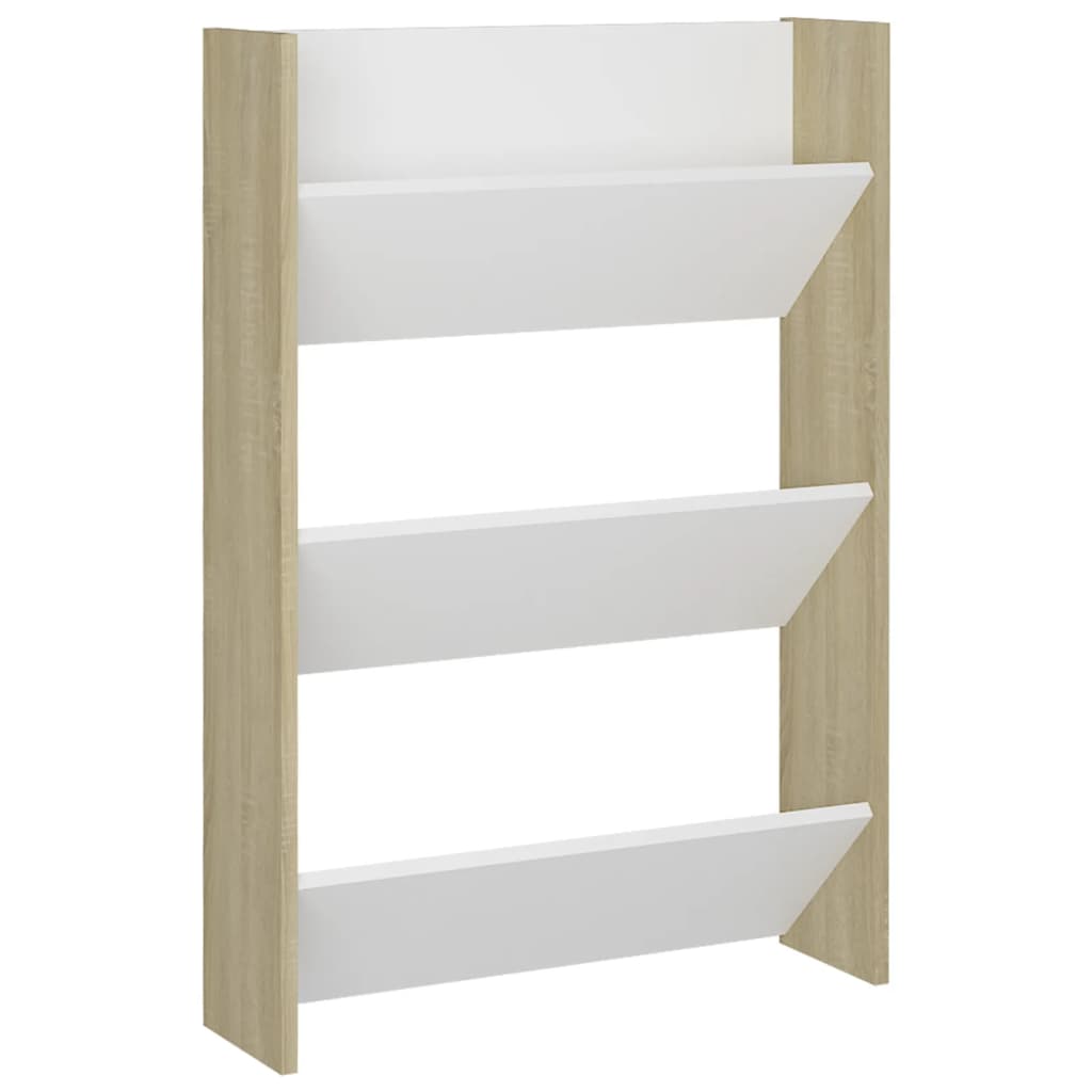 Seinäkenkäkaapit 2 kpl valk./Sonoma-tammi 60x18x90 cm lastulevy - Sisustajankoti.fi