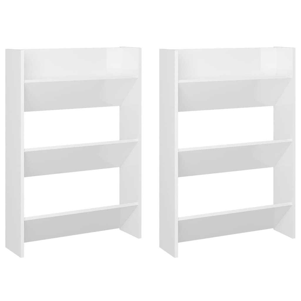Seinäkenkäkaapit 2 kpl korkeakiilto valk. 60x18x90 cm lastulevy - Sisustajankoti.fi