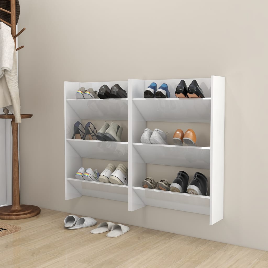 Seinäkenkäkaapit 2 kpl korkeakiilto valk. 60x18x90 cm lastulevy - Sisustajankoti.fi