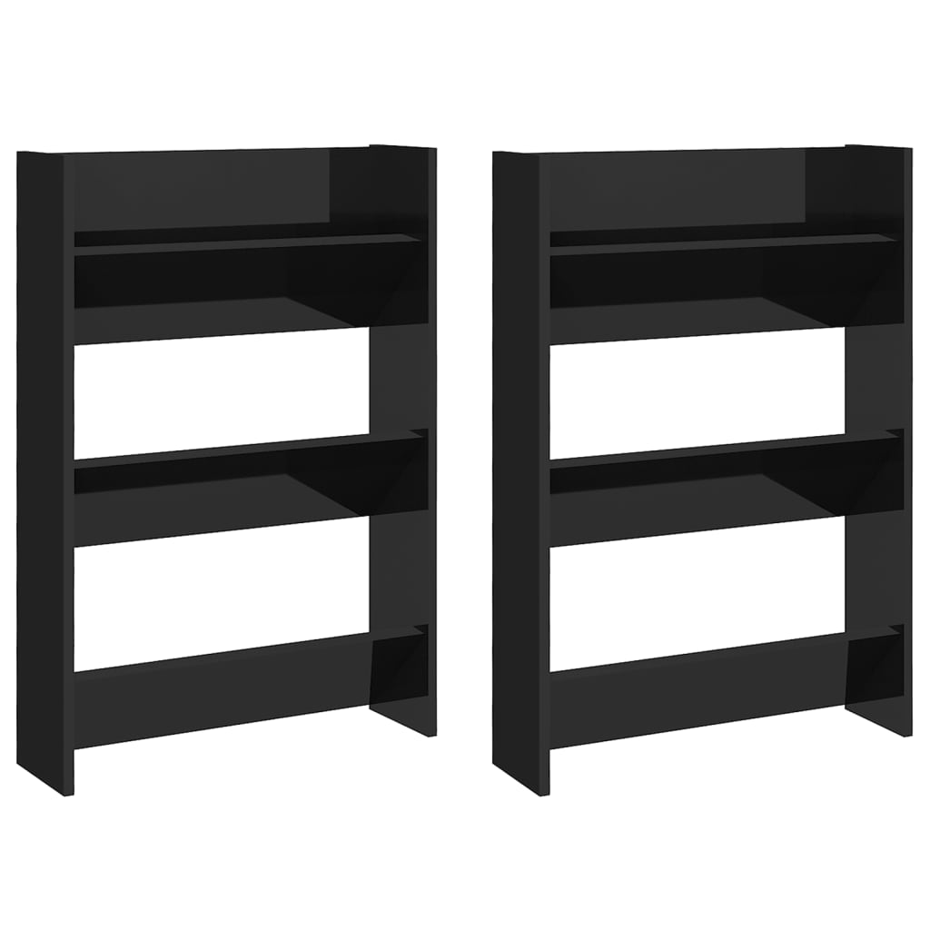 Seinäkenkäkaapit 2 kpl korkeakiilto musta 60x18x90 cm lastulevy - Sisustajankoti.fi