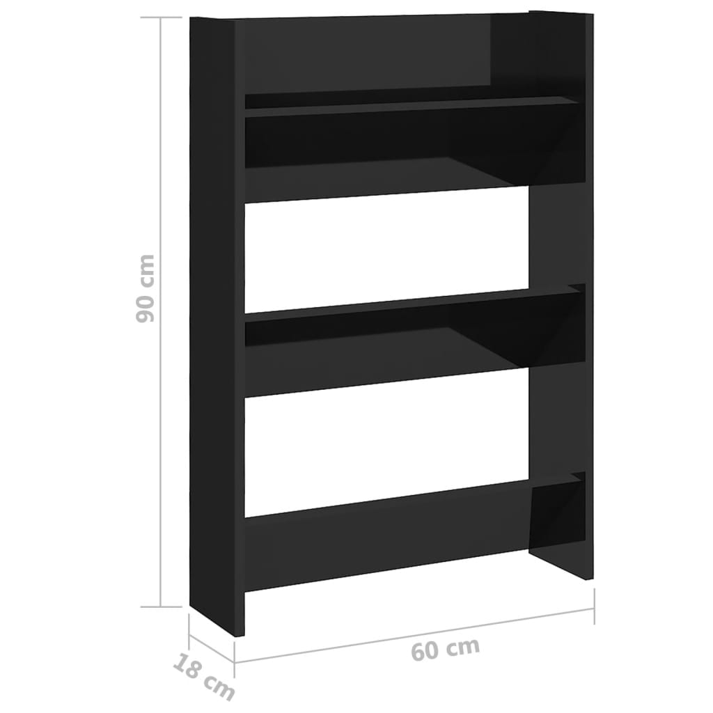 Seinäkenkäkaapit 2 kpl korkeakiilto musta 60x18x90 cm lastulevy - Sisustajankoti.fi