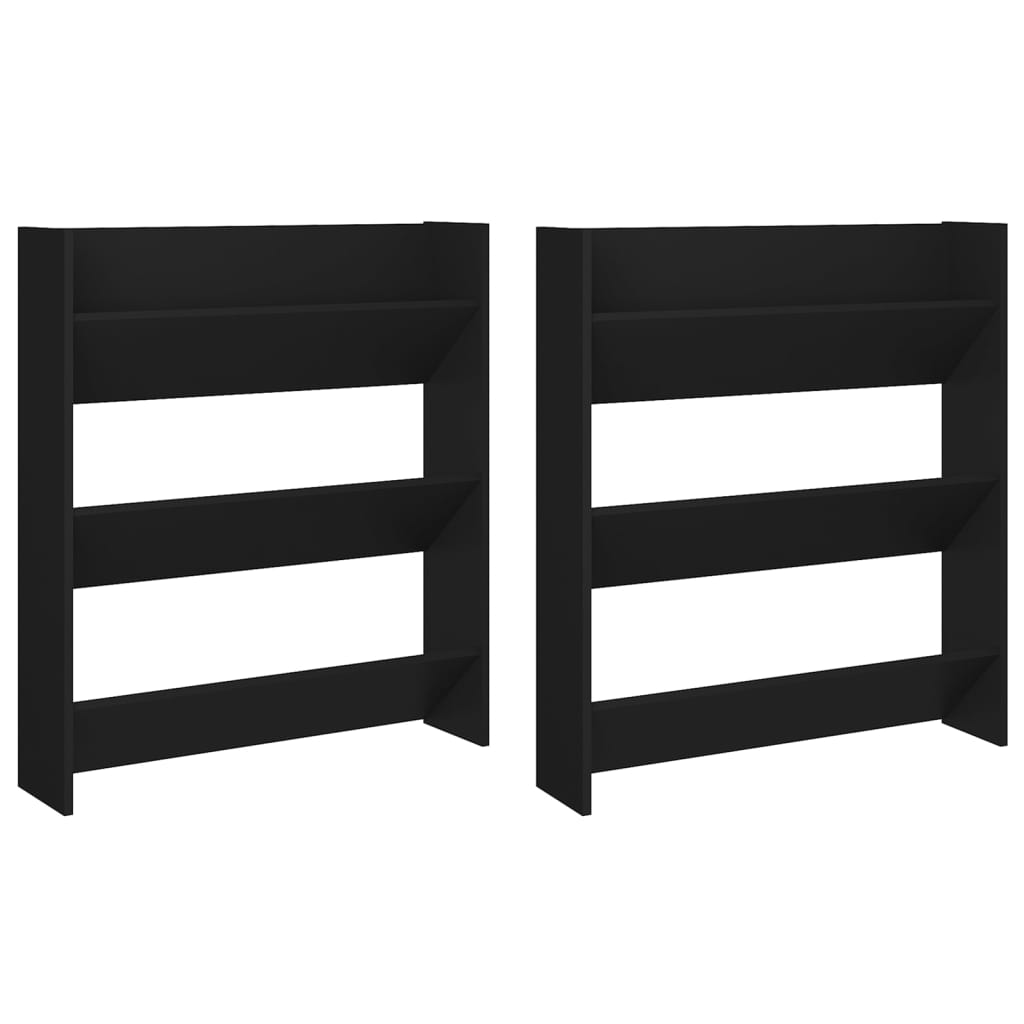 Seinäkenkäkaapit 2 kpl musta 80x18x90 cm lastulevy - Sisustajankoti.fi
