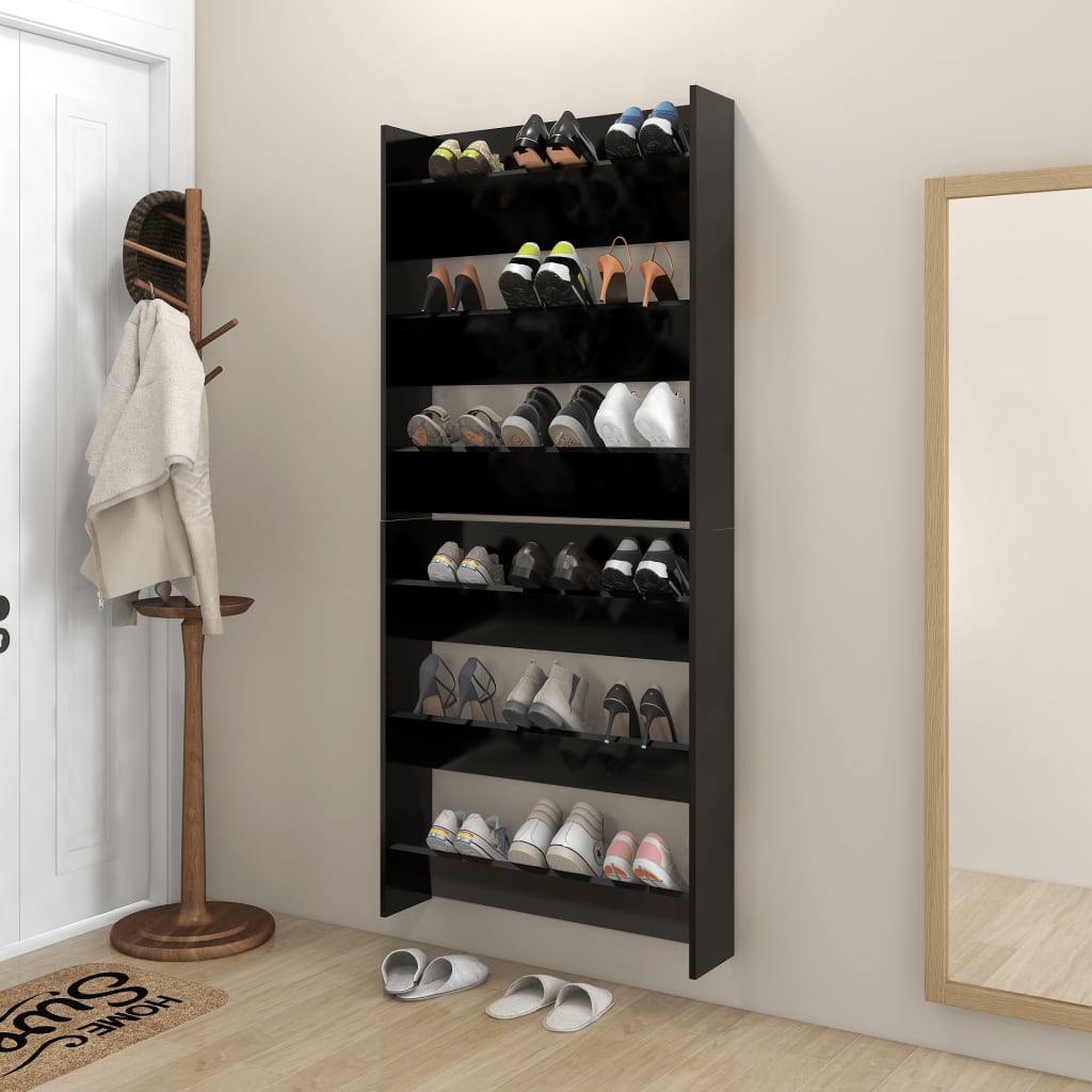 Seinäkenkäkaapit 2 kpl musta 80x18x90 cm lastulevy - Sisustajankoti.fi