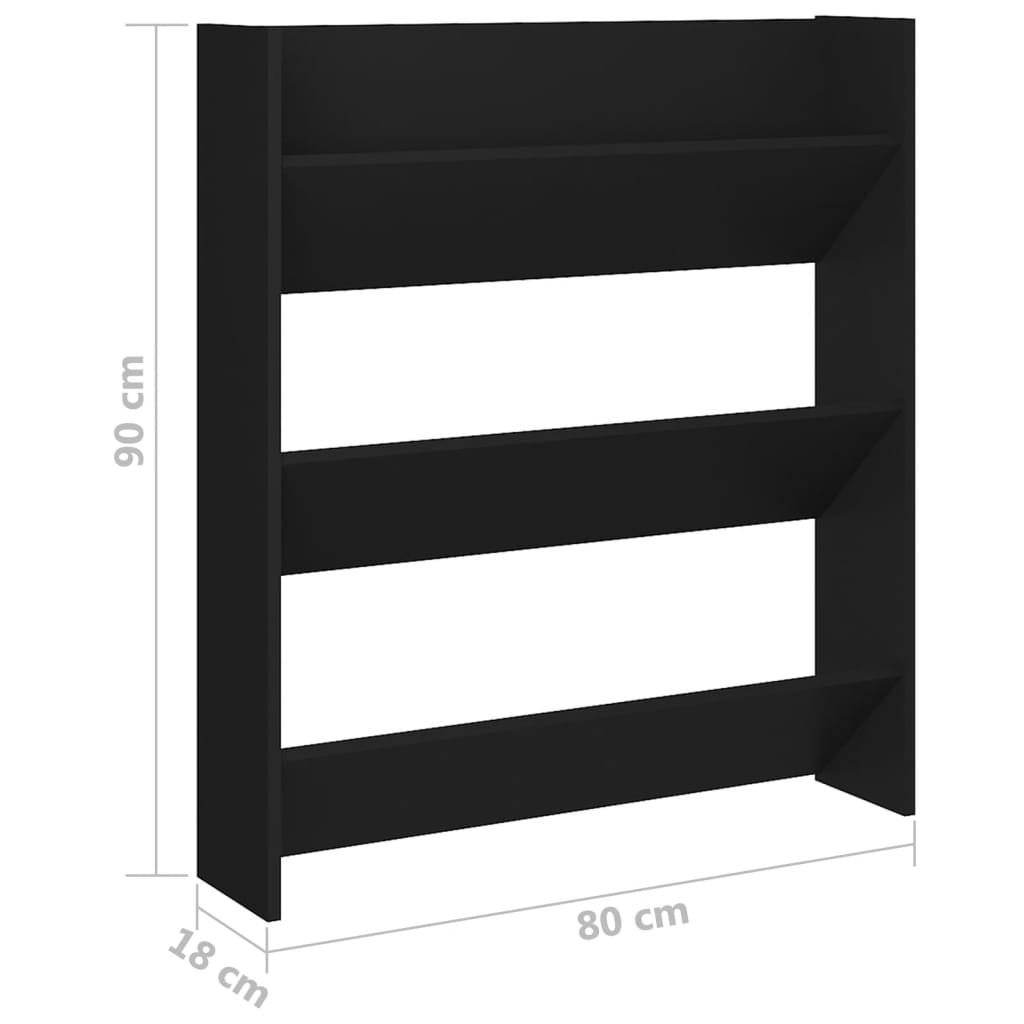 Seinäkenkäkaapit 2 kpl musta 80x18x90 cm lastulevy - Sisustajankoti.fi