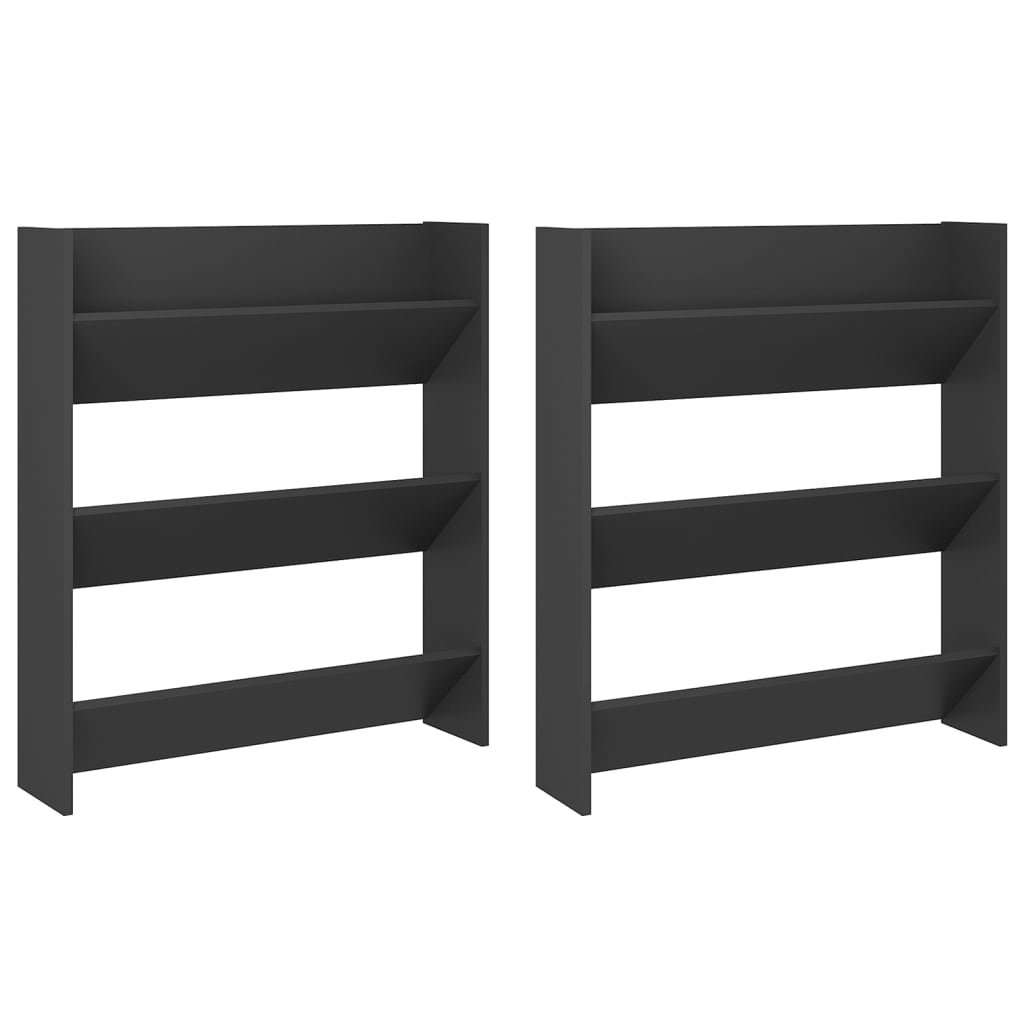 Seinäkenkäkaapit 2 kpl harmaa 80x18x90 cm lastulevy - Sisustajankoti.fi