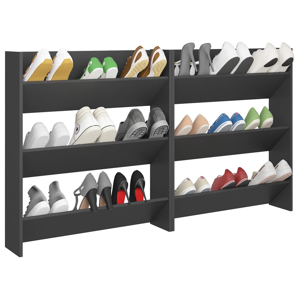 Seinäkenkäkaapit 2 kpl harmaa 80x18x90 cm lastulevy - Sisustajankoti.fi