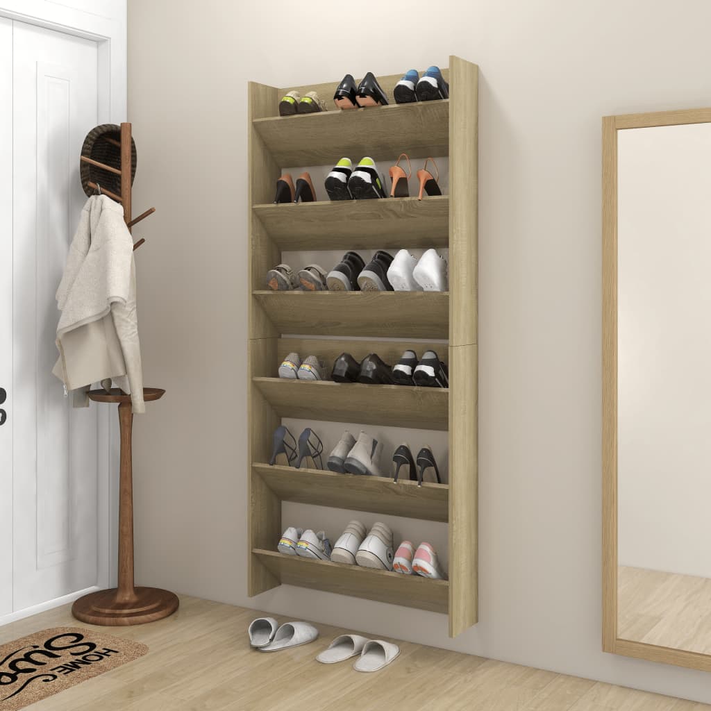 Seinäkenkäkaapit 2 kpl Sonoma-tammi 80x18x90 cm lastulevy - Sisustajankoti.fi