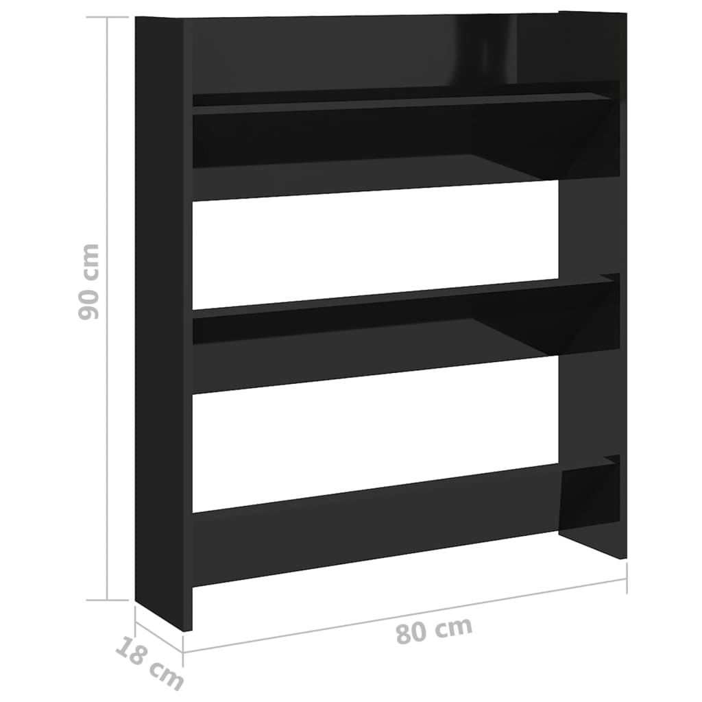 Seinäkenkäkaappi korkeakiilto musta 80x18x90 cm lastulevy - Sisustajankoti.fi