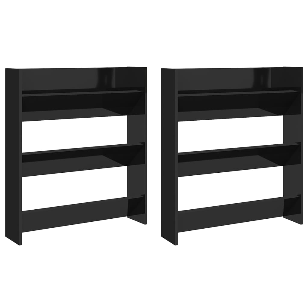 Seinäkenkäkaapit 2 kpl korkeakiilto musta 80x18x90 cm lastulevy - Sisustajankoti.fi