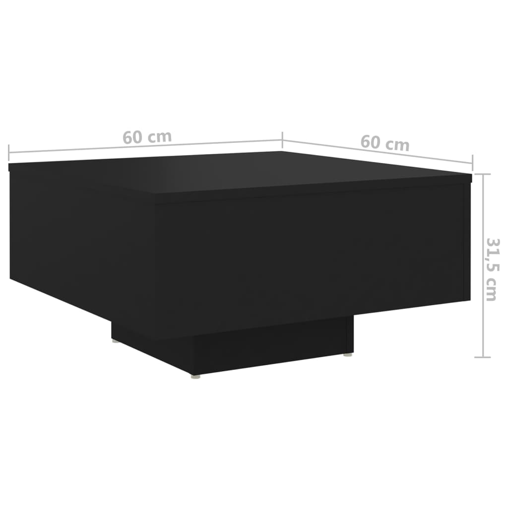 Sohvapöytä musta 60x60x31,5 cm lastulevy - Sisustajankoti.fi