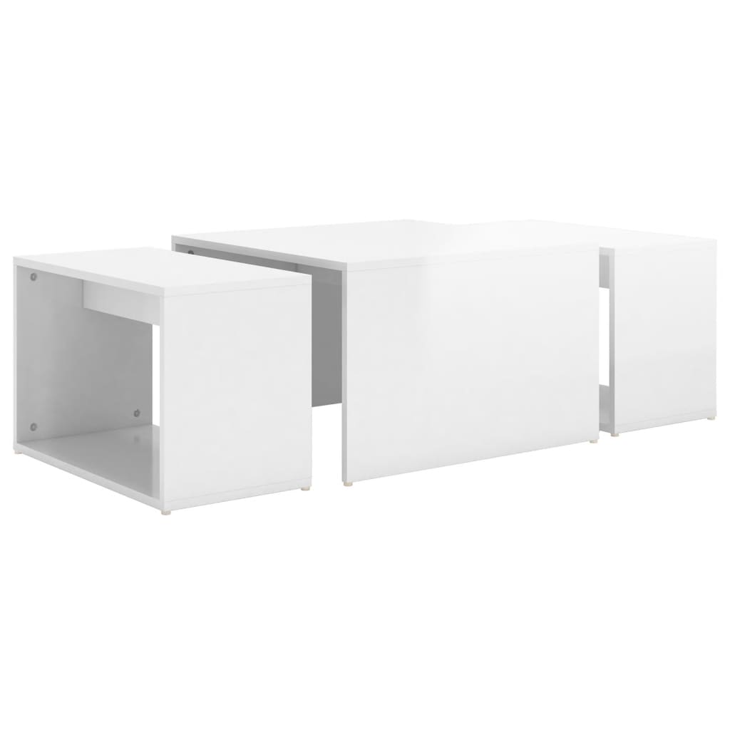 3-osainen sohvapöytäsarja korkeakiilto valkoinen 60x60x30 cm - Sisustajankoti.fi