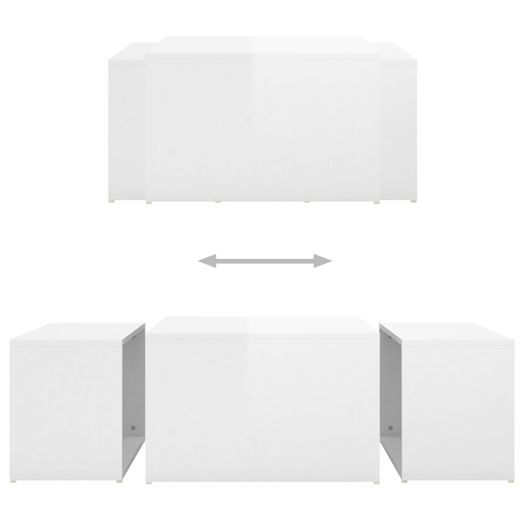 3-osainen sohvapöytäsarja korkeakiilto valkoinen 60x60x30 cm - Sisustajankoti.fi