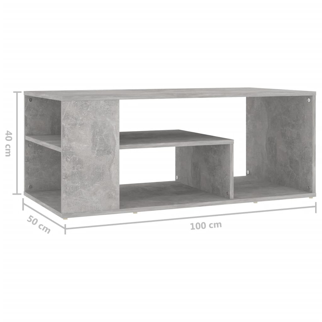 Sohvapöytä betoninharmaa 100x50x40 cm lastulevy - Sisustajankoti.fi