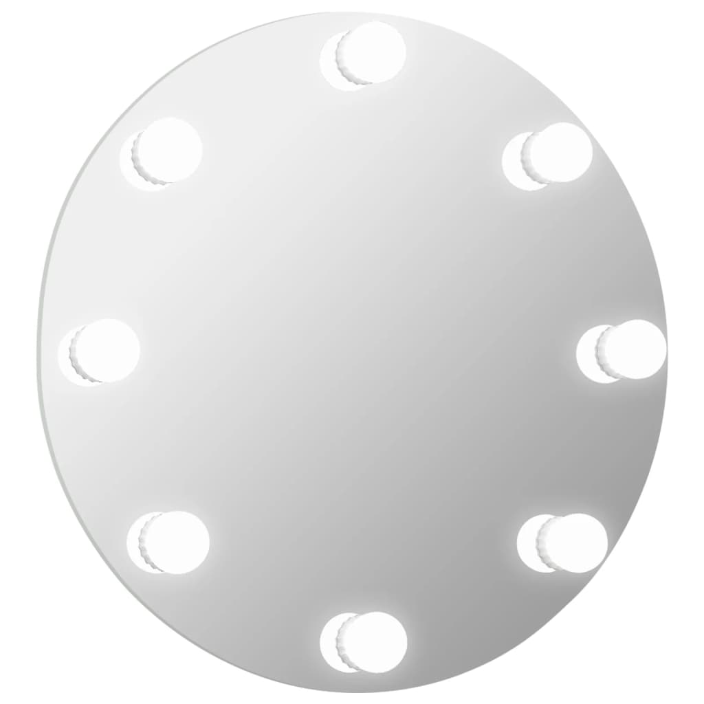 Seinäpeili LED-valoilla pyöreä lasi - Sisustajankoti.fi