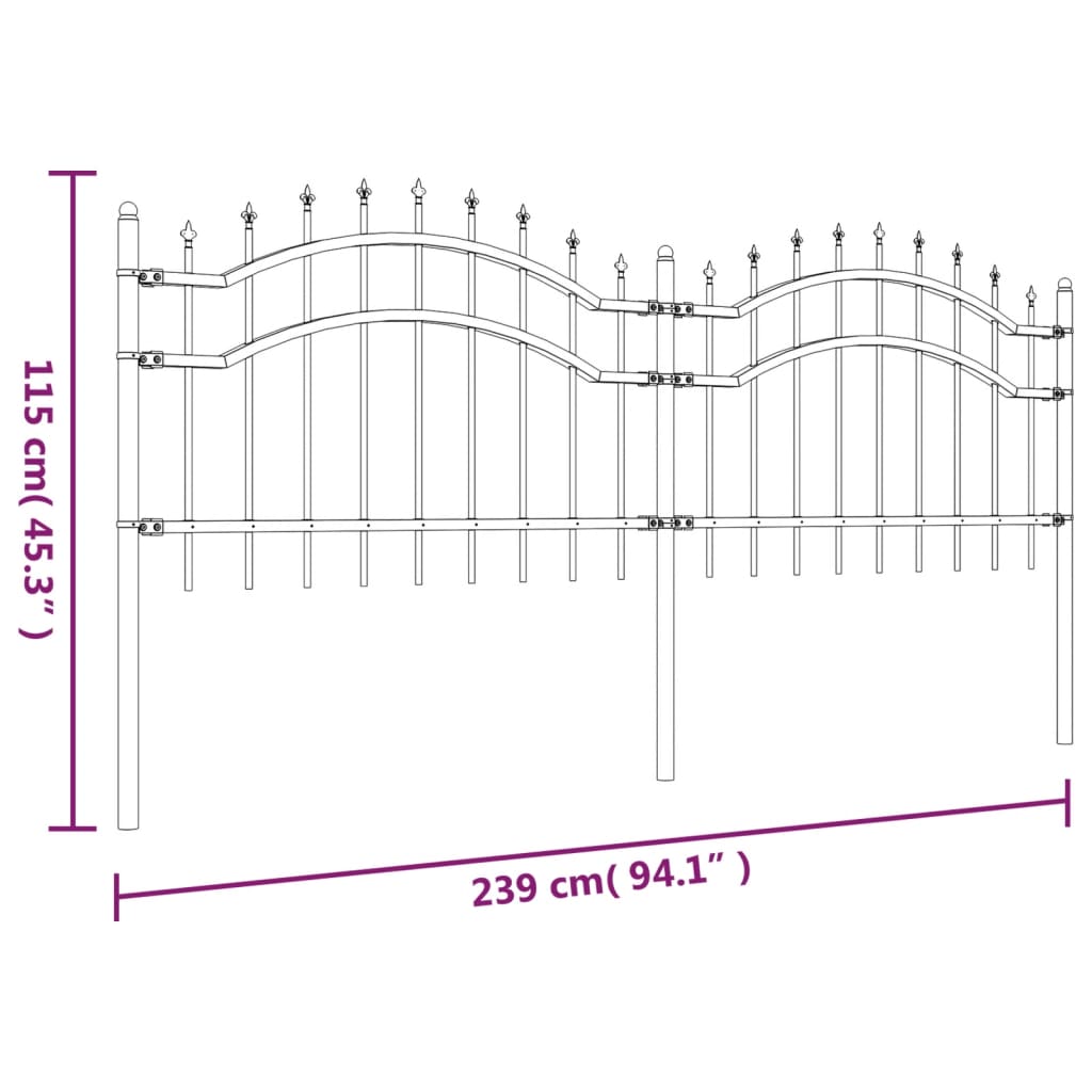 Puutarha-aita keihäskärjillä musta 115 cm jauhemaalattu teräs - Sisustajankoti.fi