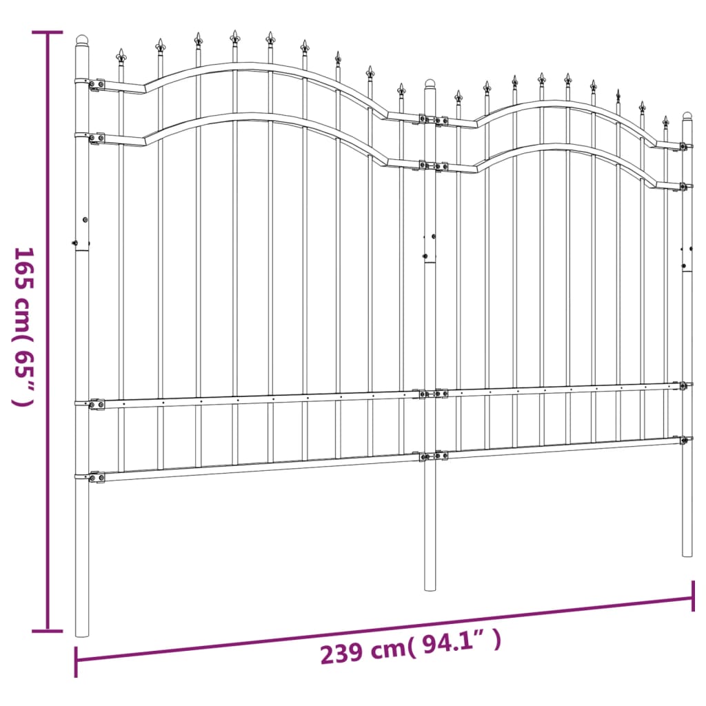 Puutarha-aita keihäskärjillä musta 165 cm jauhemaalattu teräs - Sisustajankoti.fi
