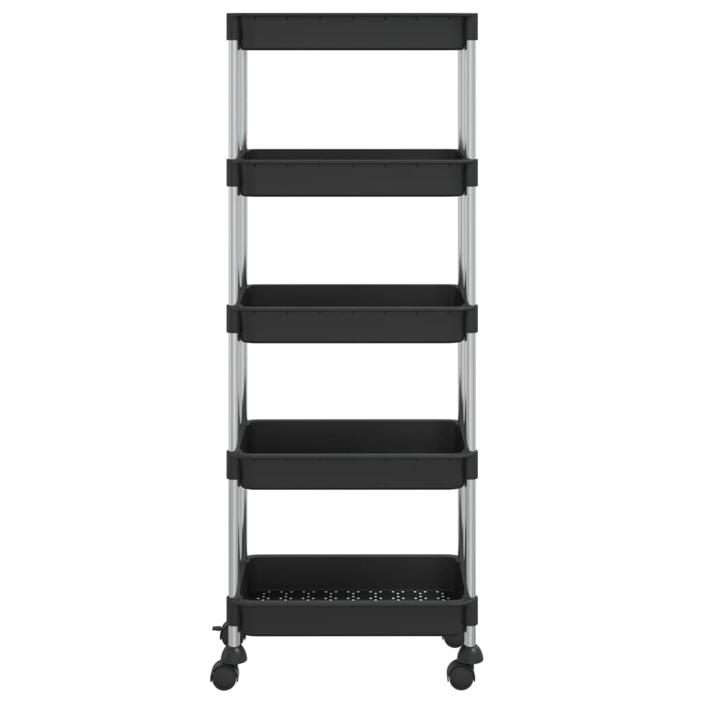 5-kerroksinen keittiövaunu musta 42x29x128 cm rauta ja ABS - Sisustajankoti.fi