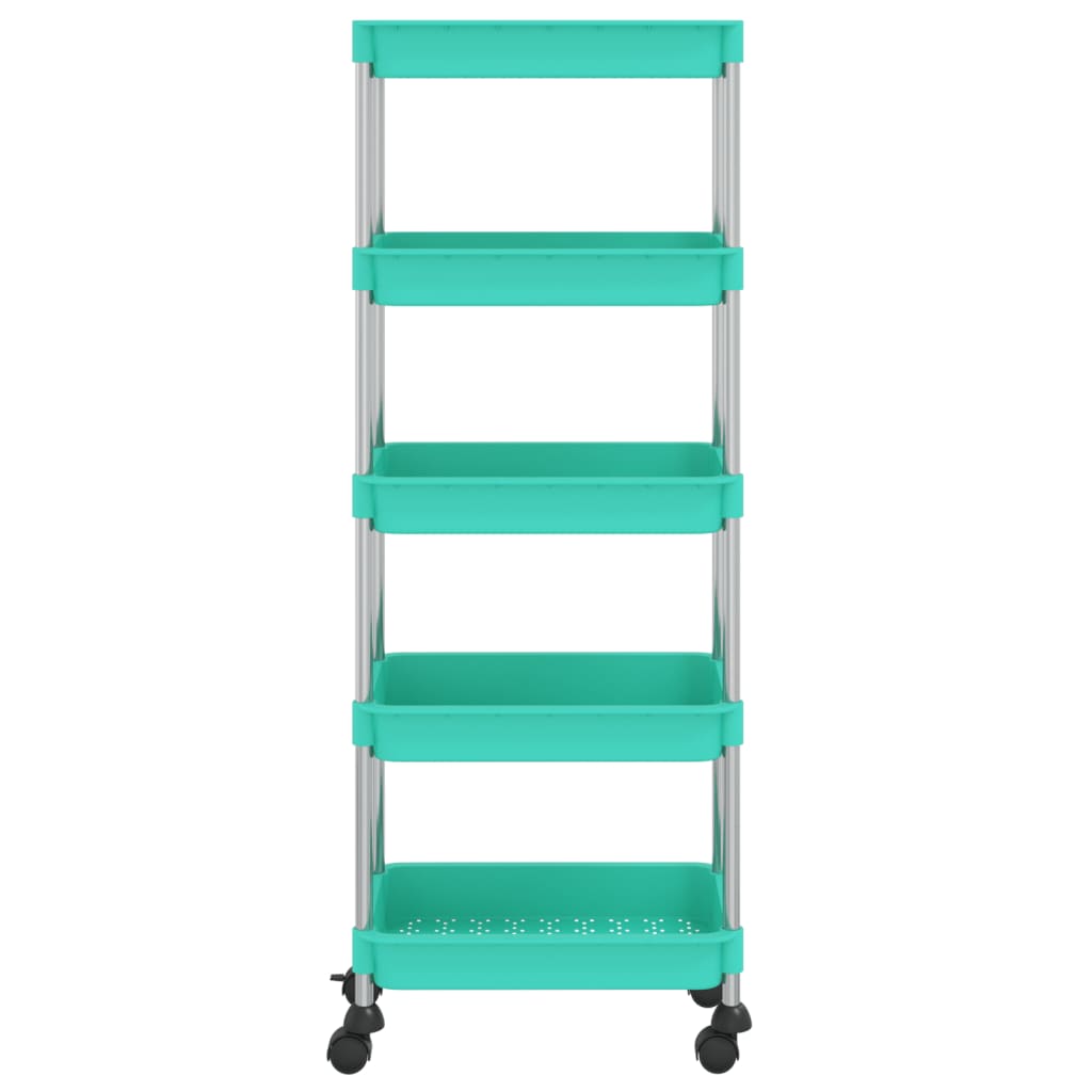 5-kerroksinen keittiövaunu turkoosi 42x29x128 cm rauta ja ABS - Sisustajankoti.fi