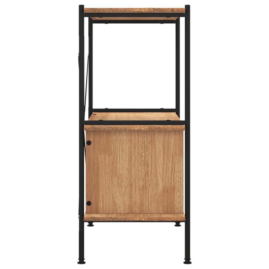 3-tasoinen Hylly kaapilla 80x40x92 cm teräs ja tekninen puu - Sisustajankoti.fi