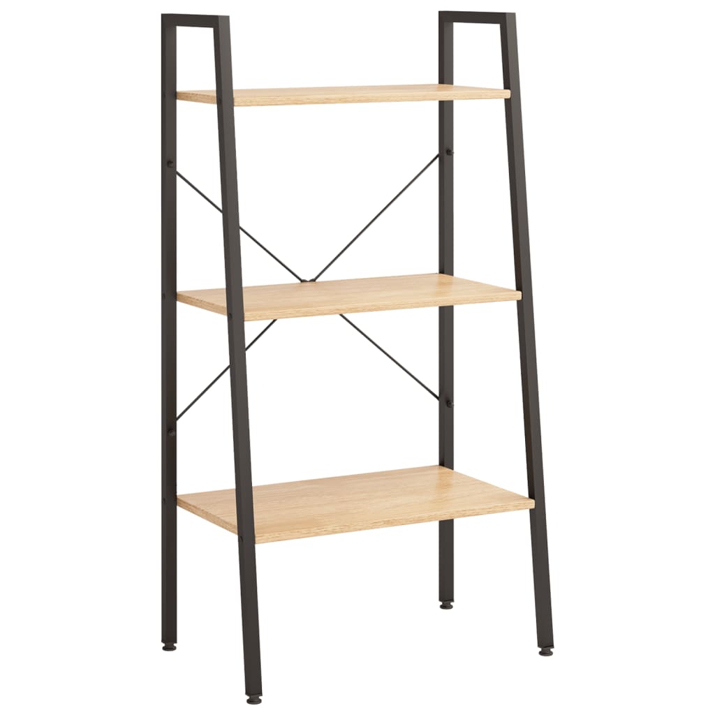 3-kerroksinen Lattiahylly vaaleanruskea ja musta 56x35x108 cm - Sisustajankoti.fi