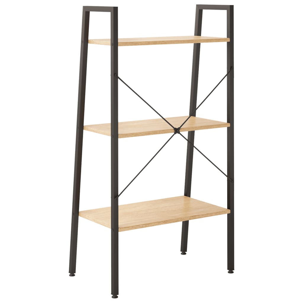 3-kerroksinen Lattiahylly vaaleanruskea ja musta 56x35x108 cm - Sisustajankoti.fi