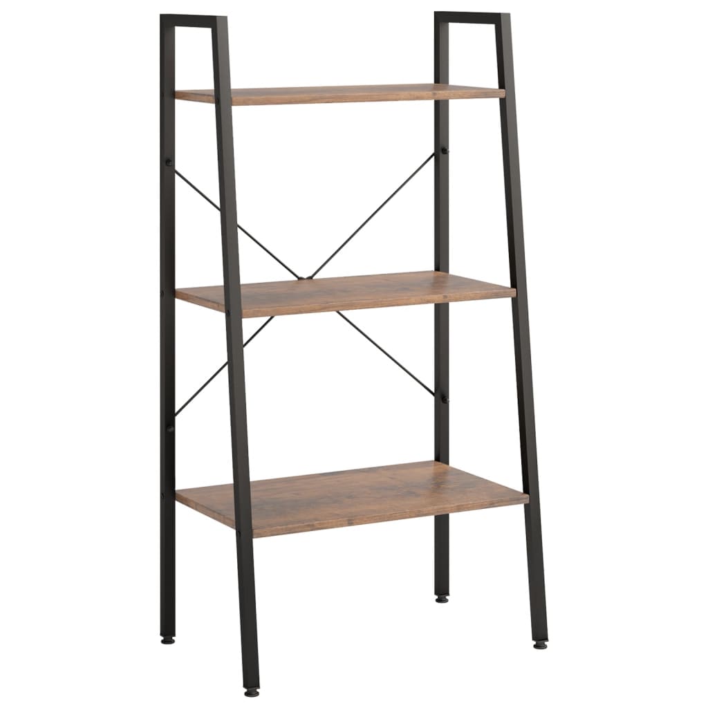 3-kerroksinen Lattiahylly tummanruskea ja musta 56x35x108 cm - Sisustajankoti.fi