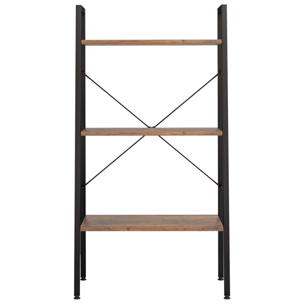 3-kerroksinen Lattiahylly tummanruskea ja musta 56x35x108 cm - Sisustajankoti.fi
