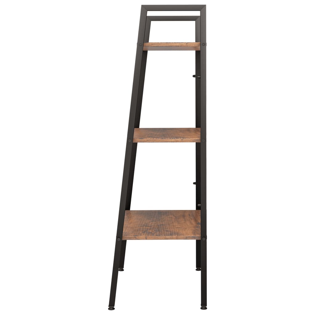 3-kerroksinen Lattiahylly tummanruskea ja musta 56x35x108 cm - Sisustajankoti.fi