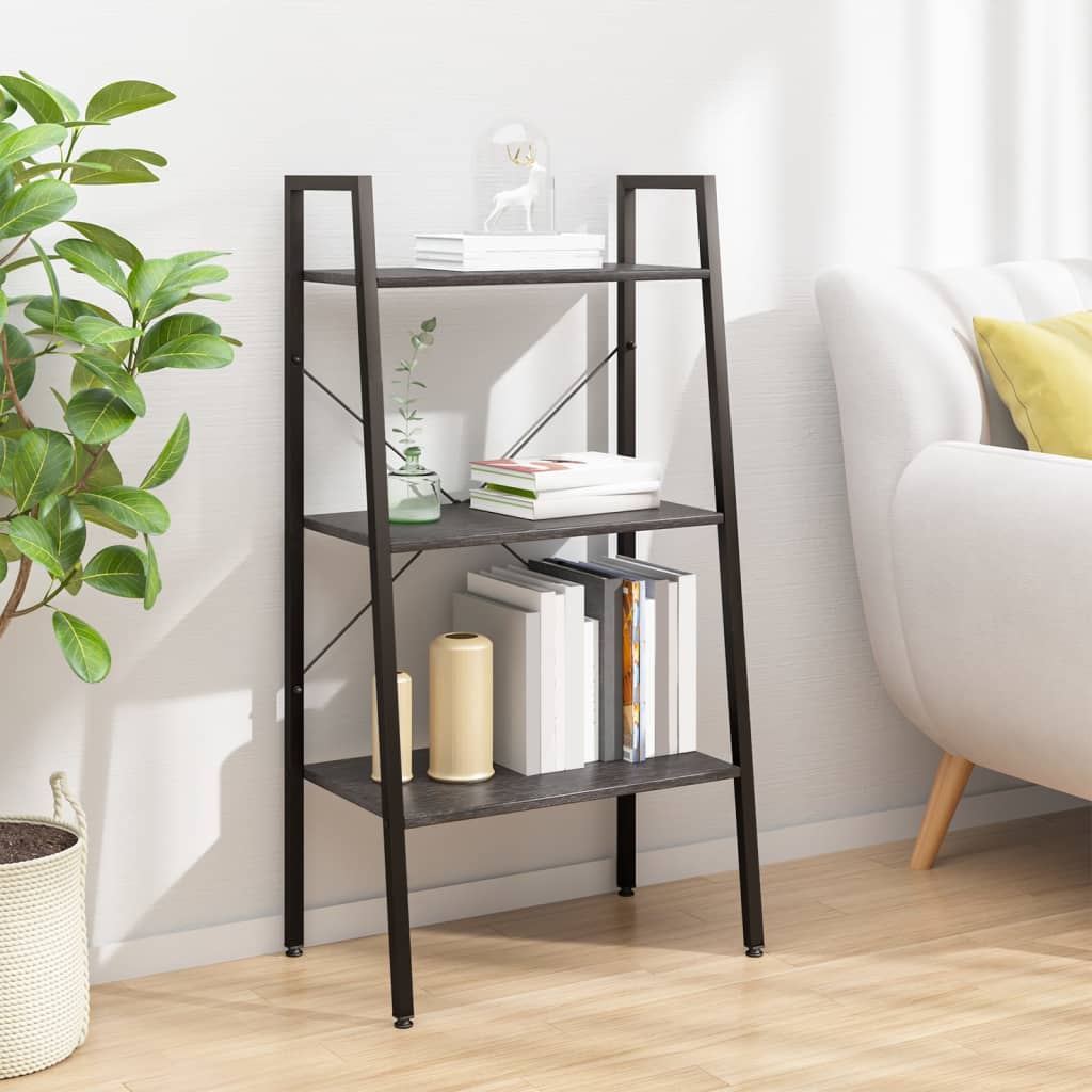 3-kerroksinen Lattiahylly musta 56x35x108 cm - Sisustajankoti.fi