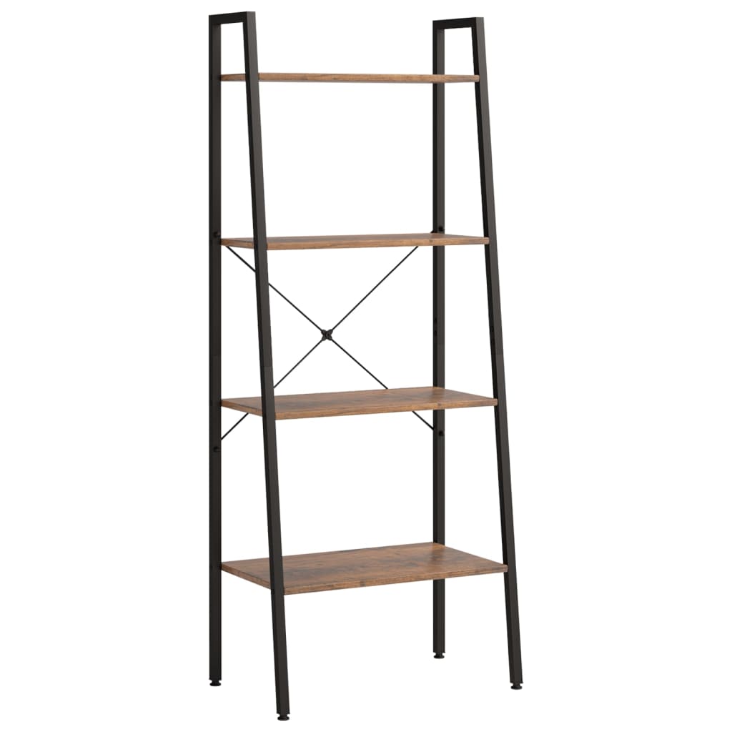 4-kerroksinen lattiahylly tummanruskea ja musta 56x35x140 cm - Sisustajankoti.fi