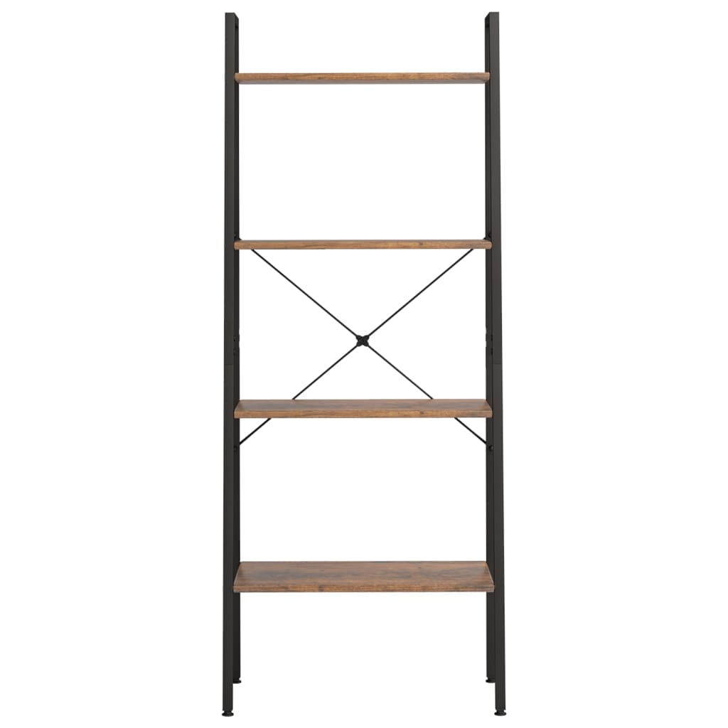 4-kerroksinen lattiahylly tummanruskea ja musta 56x35x140 cm - Sisustajankoti.fi