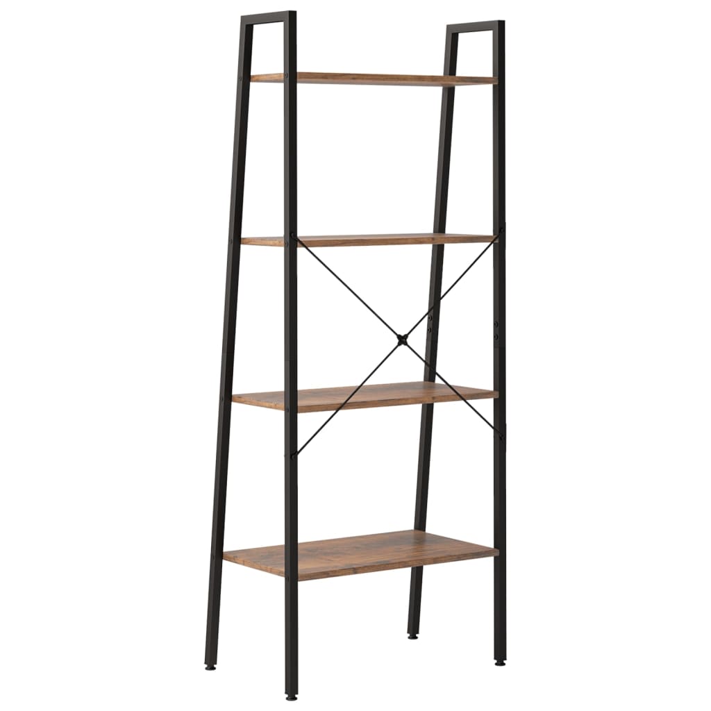 4-kerroksinen lattiahylly tummanruskea ja musta 56x35x140 cm - Sisustajankoti.fi