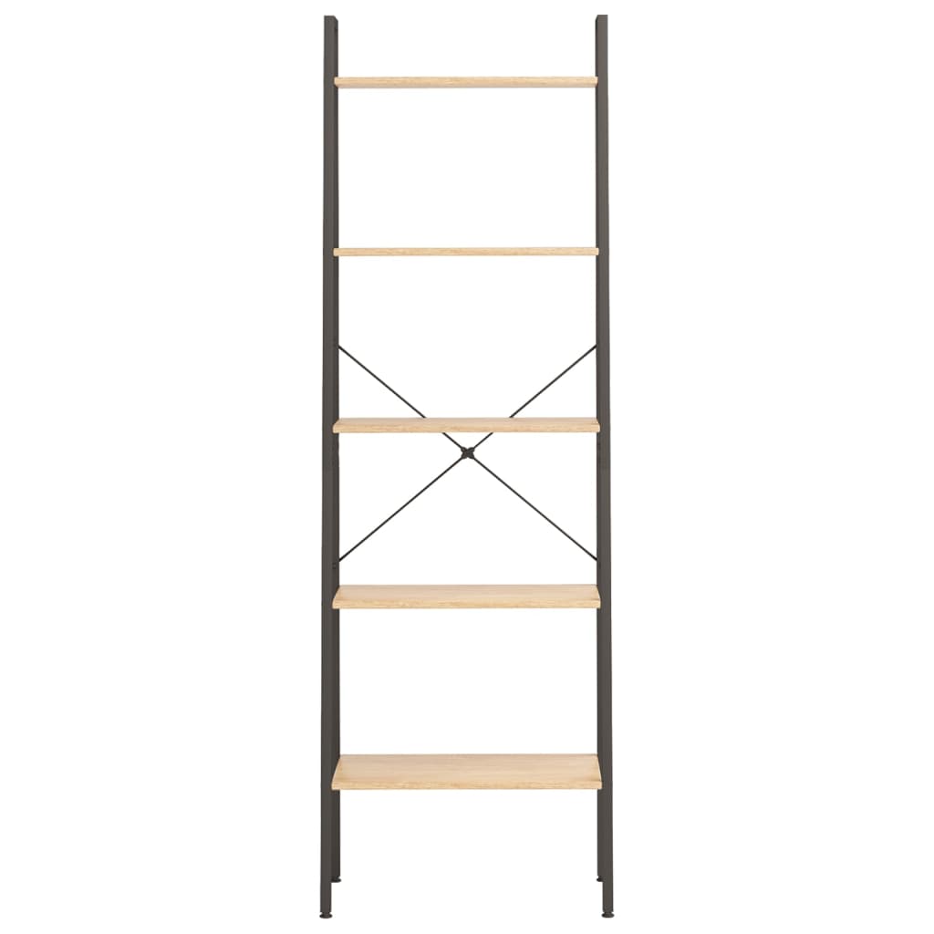 5-kerroksinen seisova hylly vaaleanruskea ja musta 56x35x174 cm - Sisustajankoti.fi