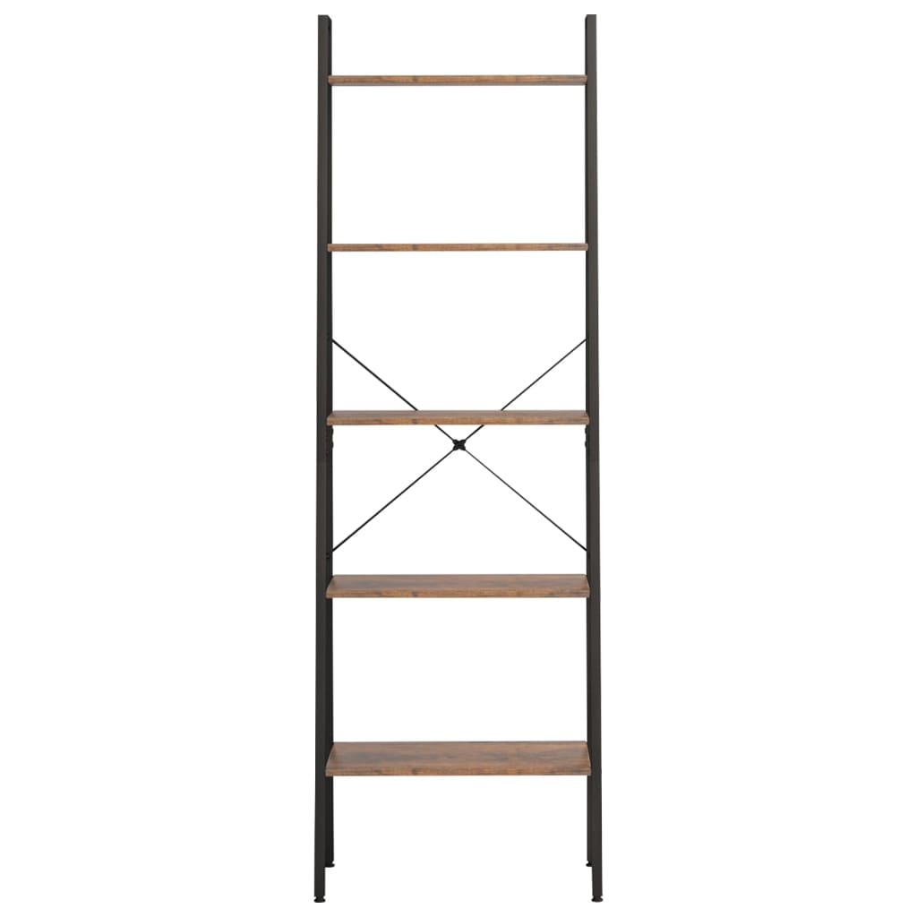 5-kerroksinen lattiahylly tummanruskea ja musta 56x35x174 cm - Sisustajankoti.fi