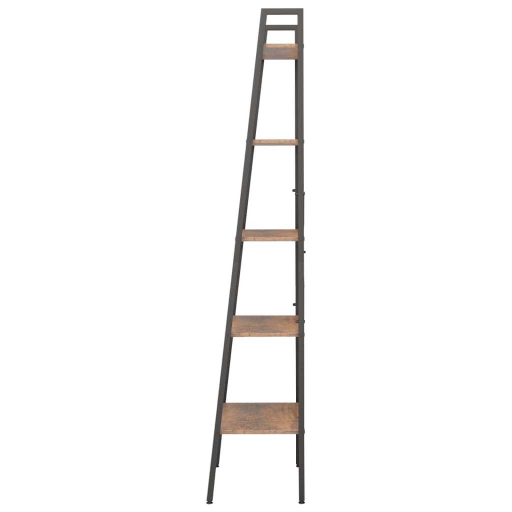 5-kerroksinen lattiahylly tummanruskea ja musta 56x35x174 cm - Sisustajankoti.fi