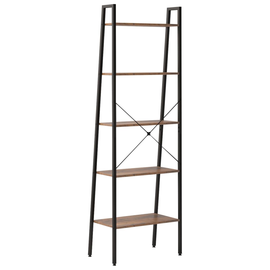 5-kerroksinen lattiahylly tummanruskea ja musta 56x35x174 cm - Sisustajankoti.fi