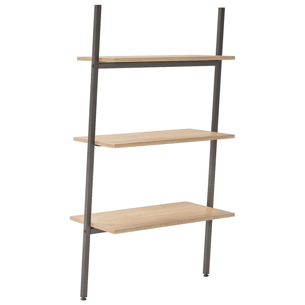 3-kerroksinen kalteva hylly vaaleanruskea ja musta 64x34x116 cm - Sisustajankoti.fi