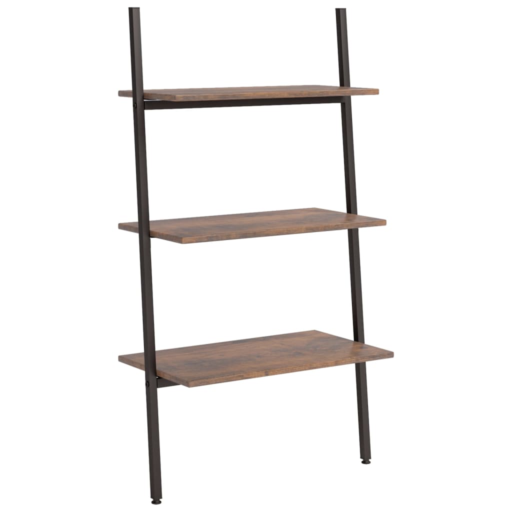 3-kerroksinen kalteva hylly tummanruskea ja musta 64x34x116 cm - Sisustajankoti.fi