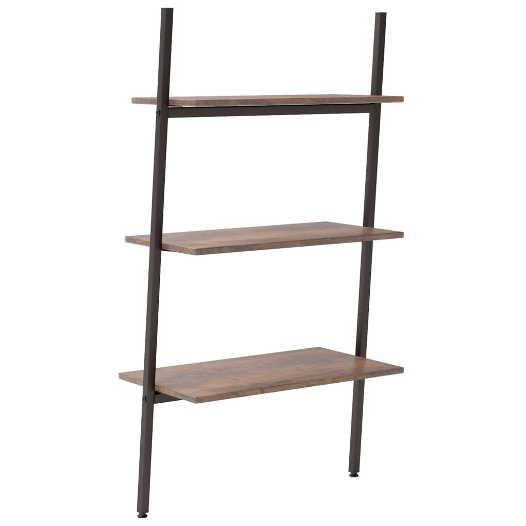 3-kerroksinen kalteva hylly tummanruskea ja musta 64x34x116 cm - Sisustajankoti.fi