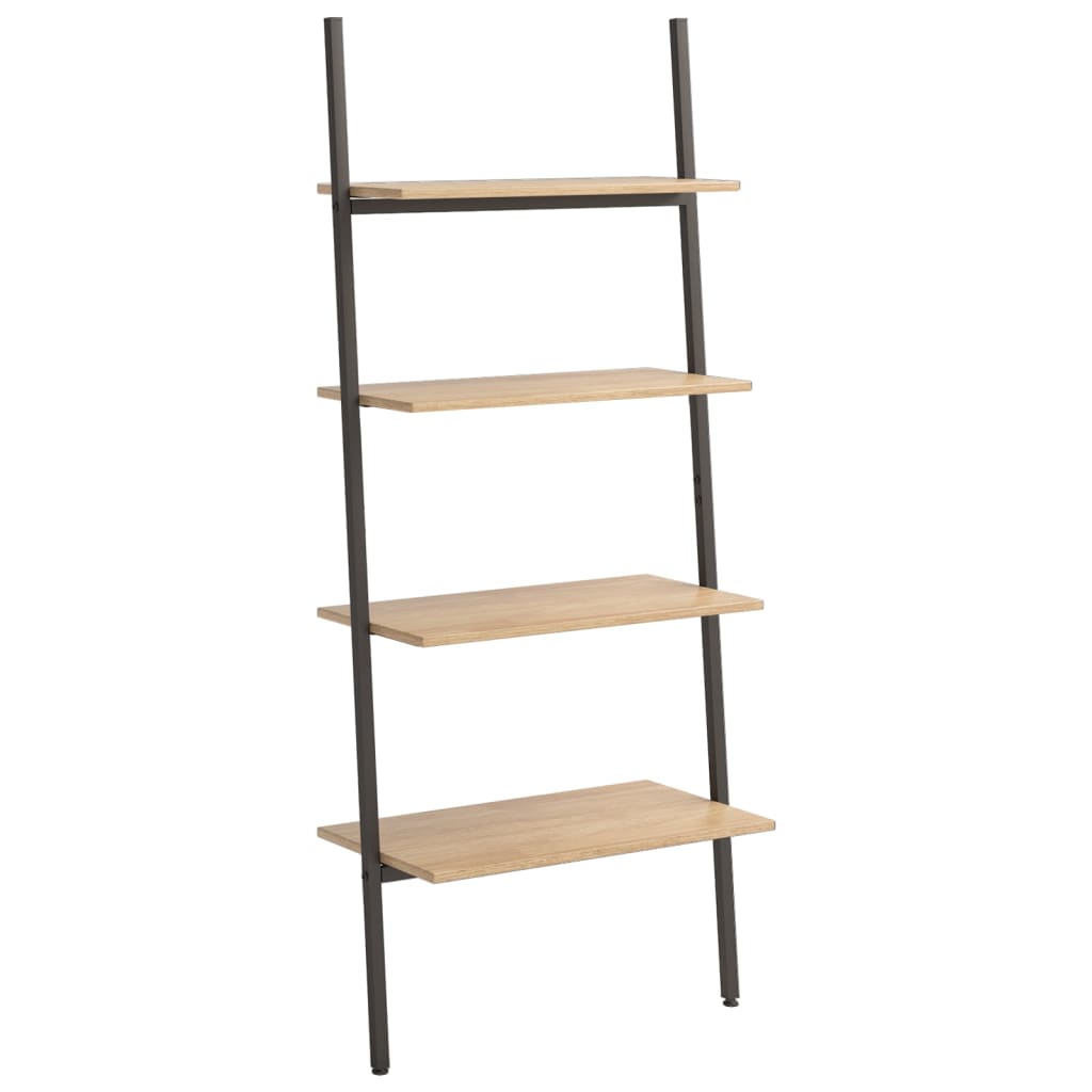 4-kerroksinen kalteva hylly vaaleanrusk ja musta 64x34x150,5 cm - Sisustajankoti.fi