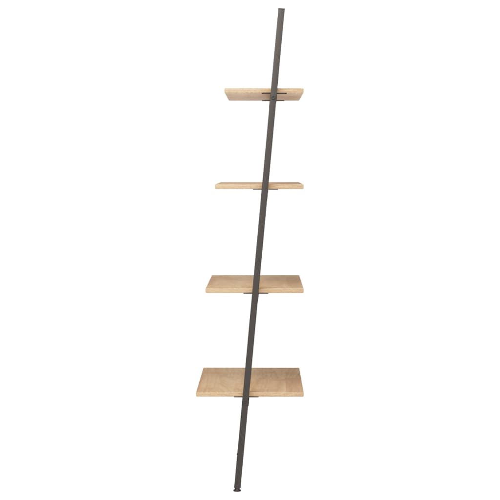4-kerroksinen kalteva hylly vaaleanrusk ja musta 64x34x150,5 cm - Sisustajankoti.fi