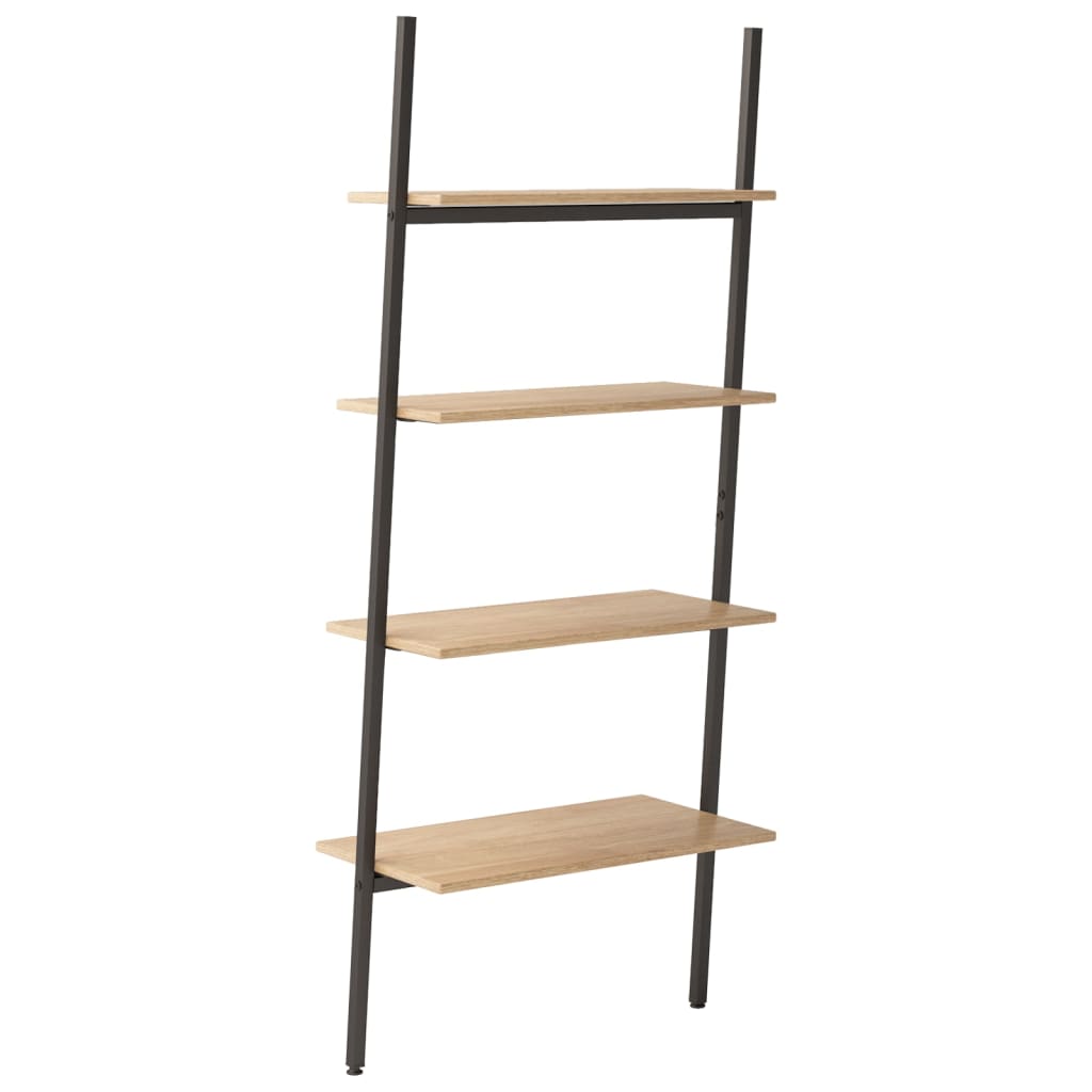 4-kerroksinen kalteva hylly vaaleanrusk ja musta 64x34x150,5 cm - Sisustajankoti.fi