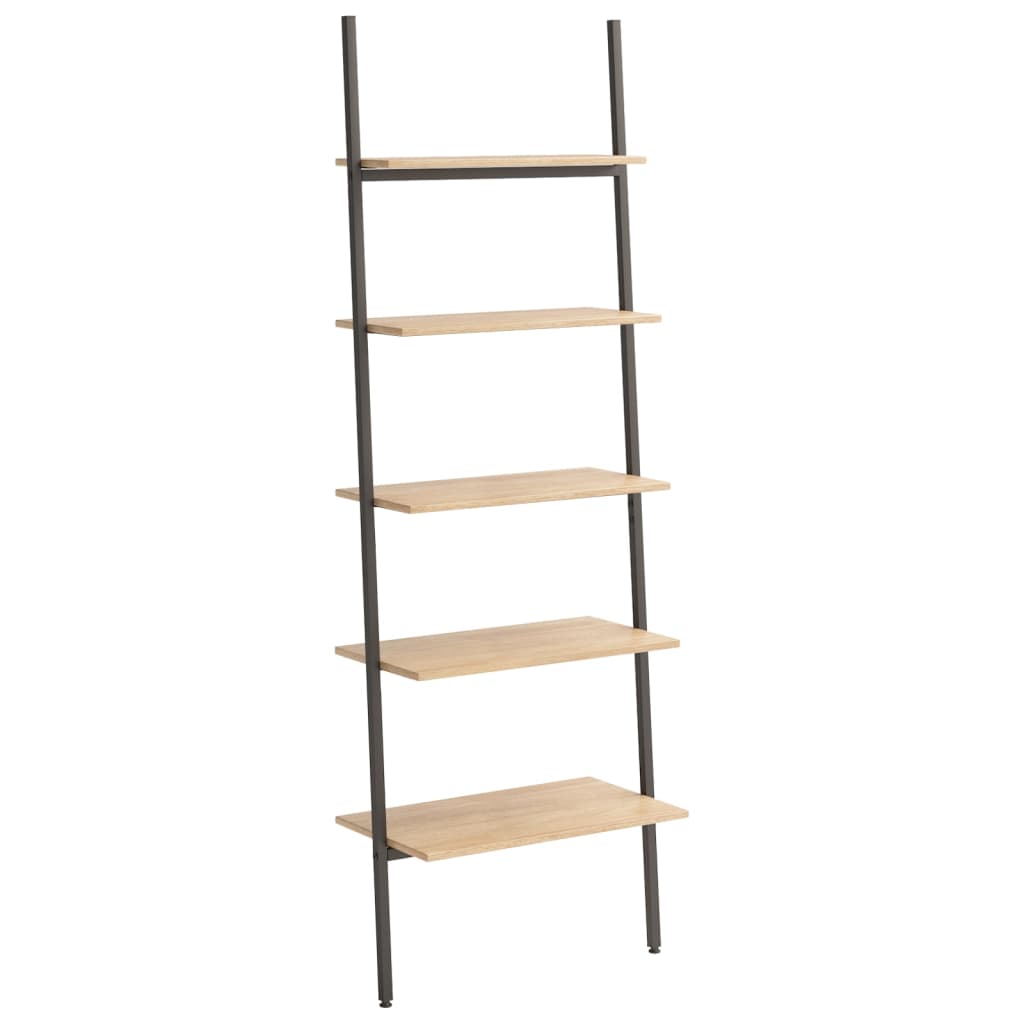 5-kerroksinen kalteva hylly vaaleanrusk ja musta 64x34x185,5 cm - Sisustajankoti.fi